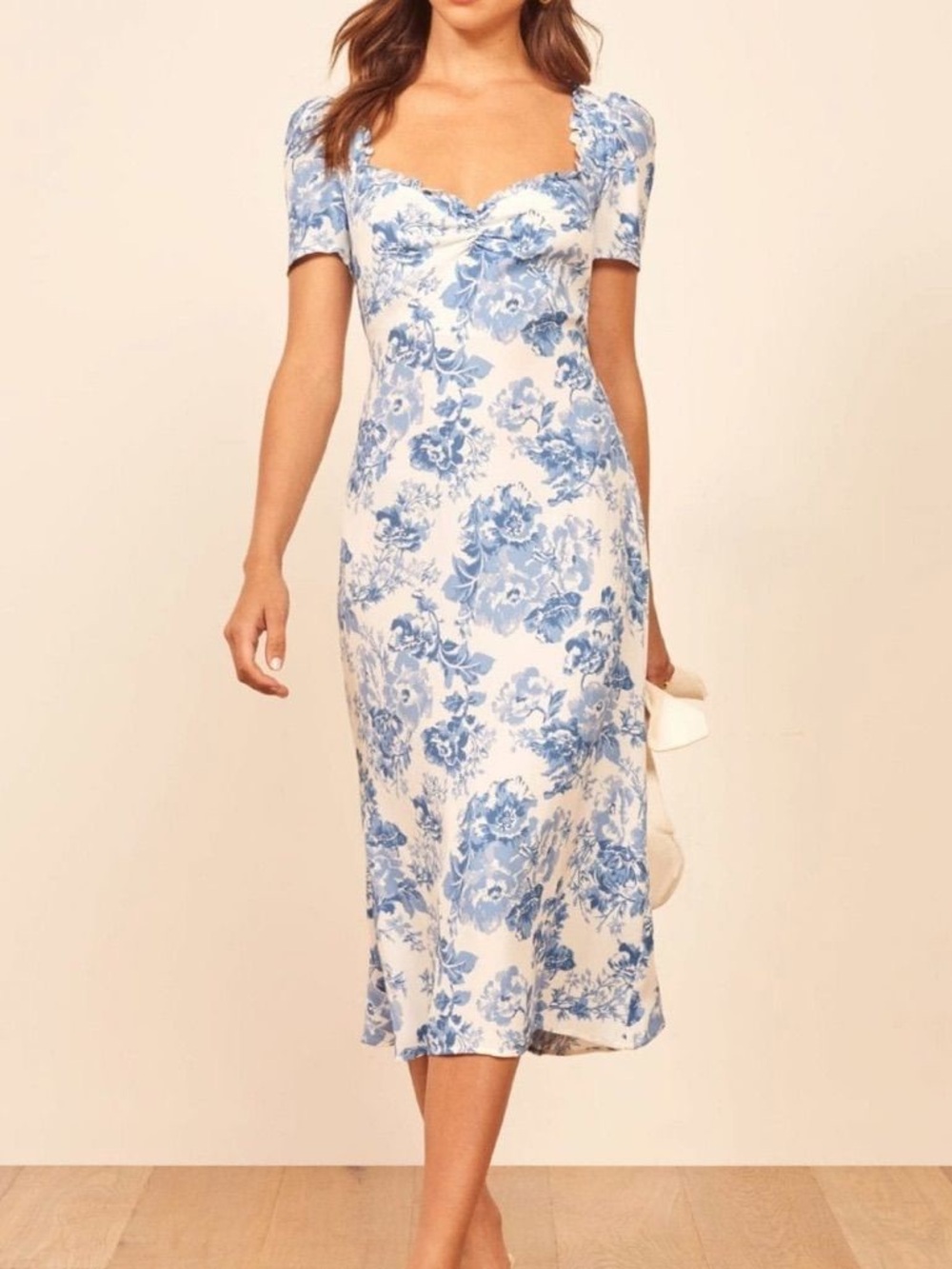 Reformation Marfa ruffle trim midi dress